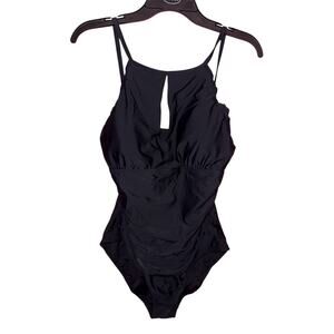 Ellen Tracy One Piece Black Swimsuit Sz14